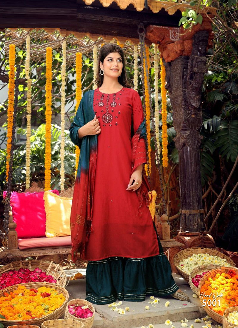 Aradhna Hand Work 5 Fancy Festive Wear Wholesale Readymade Suits